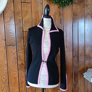 Vertigo Paris Light weight cardigan sweater jacket, hardly worn. Black pink trim